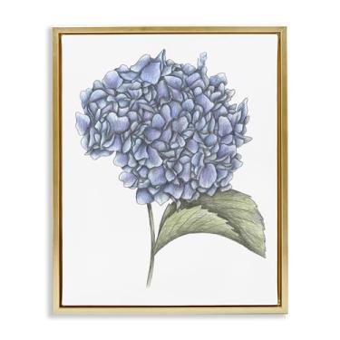 Imagem de Stupell Industries Arte de parede em tela flutuante emoldurada cinza com desenho de hortênsia por Cecilia Battaini, 53 x 43 cm
