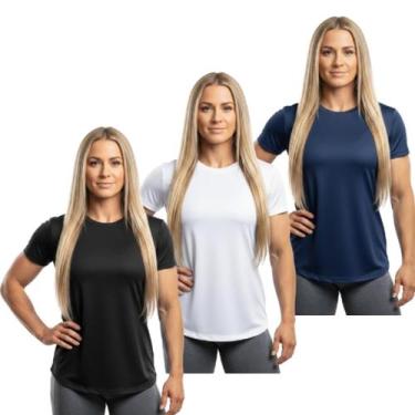 Imagem de Kit 3 Camisetas Femininas Manga Curta Dry Fit Trendixx  Leveza e Alta 