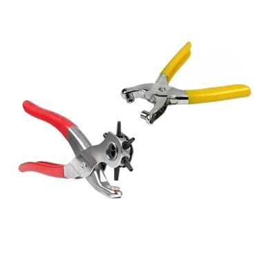 Imagem de Alicate Para Ilhós Manual Profissional - Inclui Vazador de 6 Furos para Aplicação em Couro,Cinto e Chinelos,Kit Completo para Artesanato e Reparos (VAZADOR + ILHÓS)