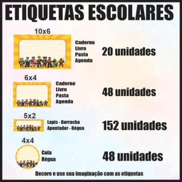 Imagem de Etiqueta Adesiva Escolar em Vinil Tema Personagem Diversos - Dekal Dec