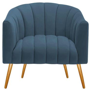 Imagem de Poltrona Decorativa Sala De Estar Recepção Senna Linho - Doce Sonho Móveis Cor Azul Royal