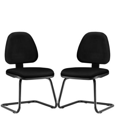 Imagem de Kit 02 Cadeiras Escritório Sky L02 Couro Sintético Preto