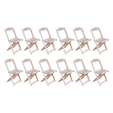 Imagem de Kit 12 Cadeiras De Madeira Dobravel Sem Pintura/Crua - Marrom