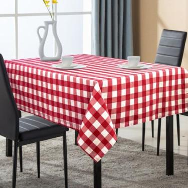 Imagem de UNIQINNOW Toalha de mesa retangular Buffalo Check tecido resistente 100% algodão - capa de mesa de jantar lavável - ideal para jantar, casamento, Natal, uso diário, linho de mesa, 132 x 187 cm