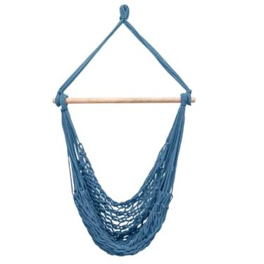 Imagem de Rede Cadeira Balanço Descanso Teto Suspensa Trançada Reforçada(Azul Celeste)