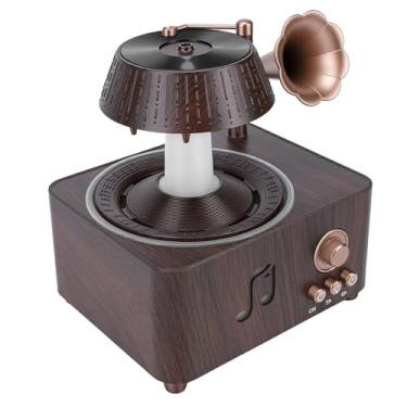 Imagem de Luocute Difusor de óleo Essencial, Design de Toca-discos Nostálgico Gotas de água Giratórias 2 Em 1 Difusor e Umidificador de Aromaterapia Com Luz Noturna Colorida, para Quarto (Plugue dos EUA)