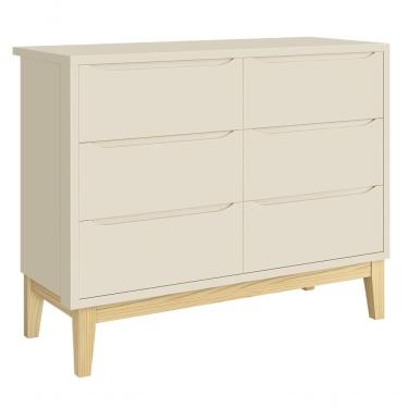 Imagem de Cômoda 6 Gavetas Classic New Areia Fosco Com Natural - Moveisaqui