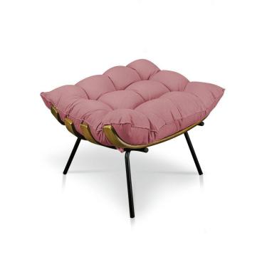 Imagem de Puff Costela Suede Rosê Base Metálica Pallazio