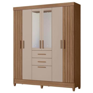 Imagem de Guarda Roupa Solteiro Malta 7 Portas Carvalho Fendi Com Espelho - Moval