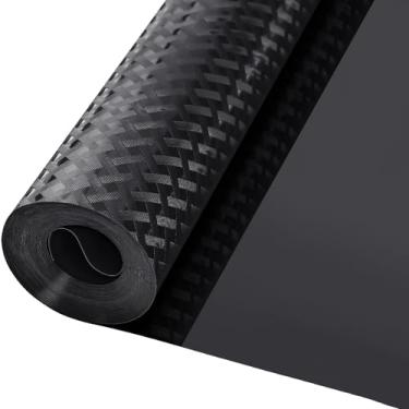 Imagem de Bloss Tapetes de forros de geladeira, forros de geladeira fáceis de limpar, forros de geladeira para prateleiras de vidro laváveis, forros de prateleira para armários de cozinha (preto, 30 x 198 cm)