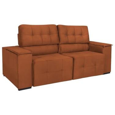 Imagem de Sofá Cama Retrátil Sala Vicenza 175cm Suede Cor Terracota