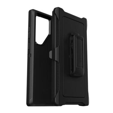 Imagem de Capa Defender compatível com Samsung Galaxy S24 Ultra, à prova de choque, à prova de quedas, ultrarresistente com proteção de porta, inclui clipe de coldre e suporte preto