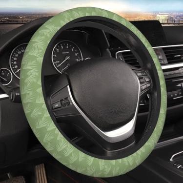 Imagem de Capa de volante Ferns Sage Green para mulheres, meninas, homens, universal, 38 cm, antiderrapante, fofo, protetor de volante, acessórios para carro, interior para caminhão, SUV