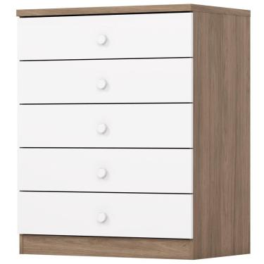 Imagem de Comoda Infantil 5 Gavetas 75 Cm Bala De Menta Rustico Branco Henn Rustico Branco