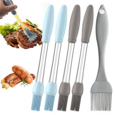Imagem de Pincel de cozinha para cozinhar, pacote com 4 pincéis de óleo de silicone para cozinhar, pincéis de confeitaria de silicone resistentes ao calor, escova de alimentos para assar, cozinhar, utensílios