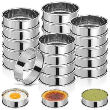 Imagem de Hpmjz 20 anéis de muffin ingleses, anéis de crumpet, aço inoxidável, cortador de biscoito redondo, molde de torta de muffin, moldes antiaderentes para pastelaria para assar em casa