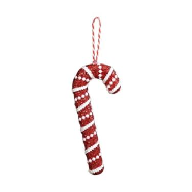 Imagem de Fancyes Enfeite de Natal em forma de bengala doce para árvore de Natal, ornamento natalino, decoração de Natal, pingente para pendurar para o Ano, com Pérolas