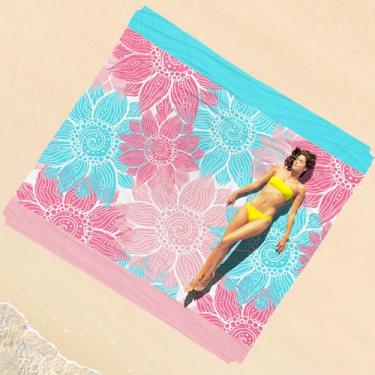 Imagem de Cobertor de praia impermeável à prova de areia 1-7 adulto grande 188 × 203 cm, leve, durável, compacto, livre de areia, extra grande, tapete de praia para viagem, acampamento, caminhada, piquenique