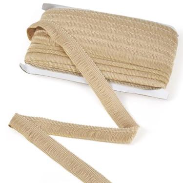 Imagem de Acabamento de franja cáqui de 27 metros de 2,5 cm - FASHEWELRY algodão franja guarnição renda para costura artesanato roupas cortina vestido travesseiro decoração de casa