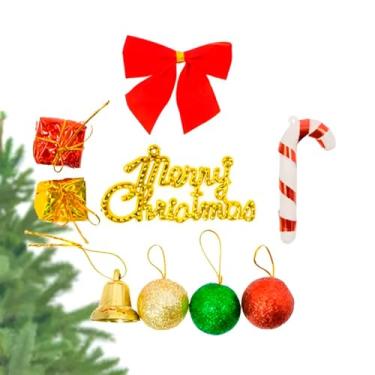 Imagem de Kit Enfeites de Natal 9 Peças – Sinos, Bolinhas, Presentes e Laço, Decoração para Árvore de Natal, Guirlandas e Festas – Colorido