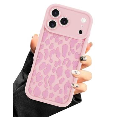 Imagem de Aitipy Capa de telefone Cheetah para iPhone 17 Pro, linda e estética com estampa de leopardo, capa protetora fina de silicone macio à prova de choque para mulheres e meninas - rosa