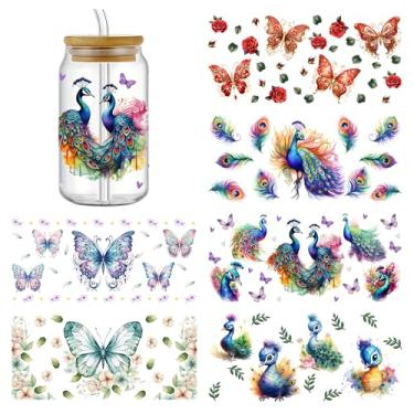 Imagem de KQ18091 6 peças UV DTF Cup Wraps UV DTF Transferência Adesivo Impermeável para Copos de Vidro Mobiliário Artesanato DIY Adesivos de Transferência para DIY Garrafa de Água Laptop Decalque Madeira Carro