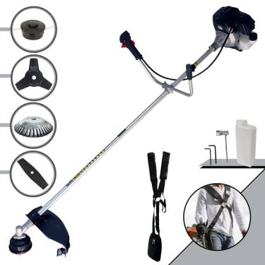 Imagem de Roçadeira Com Sistema Anti-Vibração À Gasolina Toyama RT43LB25A 43cc 1,7HP Com Carretel Nylon + Faca 2 Pontas + Faca 3 Pontas + Escova Rotativa de Aço