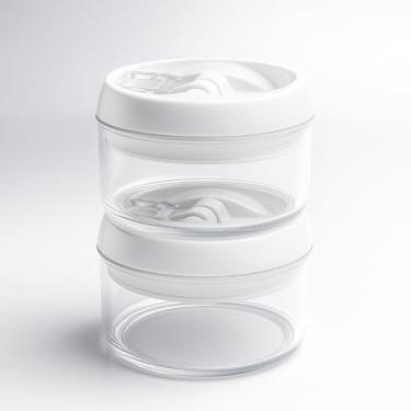 Imagem de Kit 2 Pote Hermético Redondo Tampa Branca com Trava 350ml 7,5cm x 12cm Para Armazenamento de Alimentos