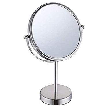 Imagem de CZCZC Espelho cosmético espelho de maquiagem, espelho de maquiagem de mesa, espelho de beleza de dois lados, ampliação de 10x, espelho de cosméticos giratório de 360° espelho de banheiro portátil