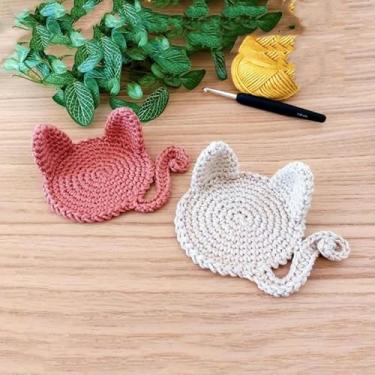 Imagem de HSYHKDSY 12 cm, azul e vermelho, 10 peças de jogo americano para mesa de tecido feito à mão, jogo americano lavável, porta-copos trançados, mesa de crochê (branco esbranquiçado, cerca de 12 cm, 10