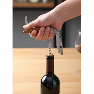 Imagem de Abridor de vinho manual com dobradiça dupla com cortador de folha, ideal para servidores profissionais e viagens, clássico