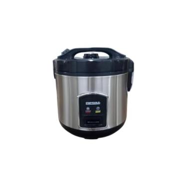 Imagem de Panela de Arroz Elétrica, 1 Litro, Preta, 400W, com Cuba Antiaderente, Grade para Vapor, Copo Medidor e Colher, 220V, Dimensões 20,5 x 20,5 x 23,5cm