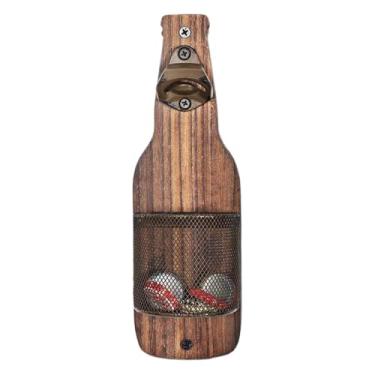 Imagem de Abridor de garrafas de parede | Abridor de garrafas de madeira vintage montado na parede - Gadget de cozinha que economiza espaço com captador de tampas, decoração de casa para amantes de cerveja