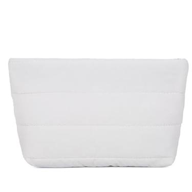 Imagem de DSDFIDn Bolsa de maquiagem pequena inchada para mulheres, bolsa de cosméticos, bolsa organizadora de higiene pessoal, Hg-branco