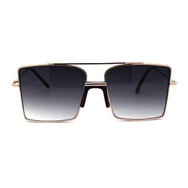 Imagem de Óculos de sol masculino quadrado retangular duplo pilots, Fumê de tartaruga dourada, 5 7/8" (149mm) x 2 1/8" (54mm)