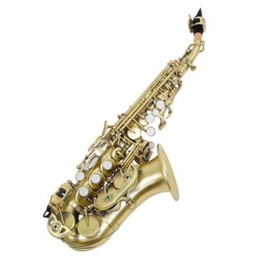 Imagem de Conjunto de saxofone saxofone soprano Bb B Flat Sax Instrumento profissional de sopro de madeira com acessórios de caixa de saxofone