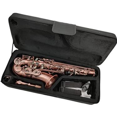 Imagem de E-Flat Profissional Saxofone Alto Fósforo Bronze Banhado a Ouro Antigo Escovado Artesanato Instrumento de Saxofone Alto (Cor: 1)