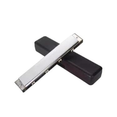 Imagem de Gaita profissional profissional 24 furos portátil C chave gaita tom claro leve e durável (prata)