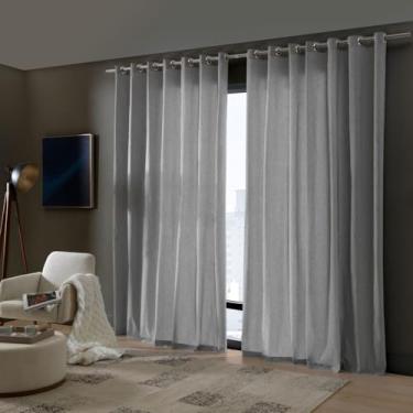 Imagem de Cortina Rústica Fenícia 3,00x1,70m Efeito Linho Cinza - Bella Janela