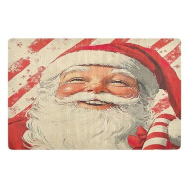 Imagem de SEHANY Tapete de porta de inverno Papai Noel Natal para todos os climas, impermeável, secagem rápida, bem-vindo, tapete de entrada antiderrapante, tapete decorativo de poliéster para entrada, varanda