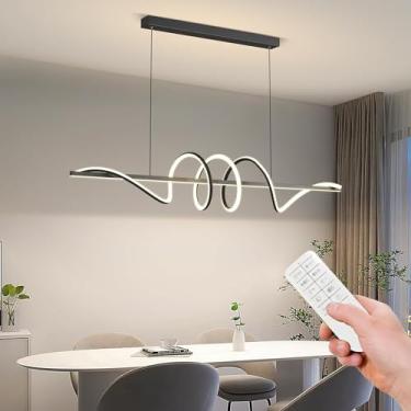 Imagem de Lustre LED moderno para restaurante, luminária pendente dimerizável de 120 cm com controle remoto, formato espiral, luminária criativa de alumínio para ilha, adequada para iluminação de quar