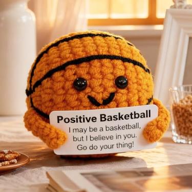 Imagem de Sobremesa artística de crochê positiva – decoração de basquete de desenho fofo, kits de crochê feitos à mão, festival, aniversário, presentes de Natal para mulheres ou homens