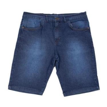 Imagem de Bermuda Jeans Masculina Preston Plus Size Reta Azul-Masculino