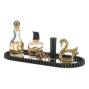 Imagem de Bandeja Decorativa Espelhada Oval Cosméticos Perfumes Pincéis Banheiro