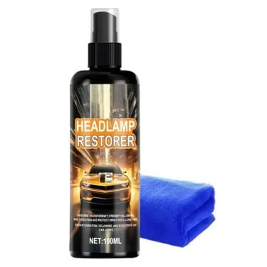 Imagem de de farol, spray de revestimento com toalha | Agente de limpeza de farol de de 100 ml - para caminhão, veículo, sedã, SUV, janela de vidro, lanternas traseiras, para-brisas, mecânicos