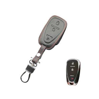 Imagem de Capa completa de couro para chave de carro para Chevrolet Trailblazer Chevy Malibu Camaro Cruze Traverse Sonic Volt 2017 2018 2019 2020 com chaveiro (3 botões)