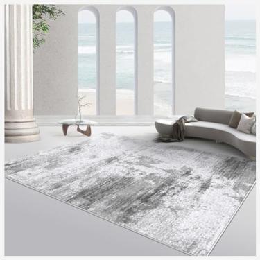 Imagem de Tapetes laváveis à máquina, resistentes à sujeira e fáceis de cuidar para tapetes grandes para sala de estar, tapete espesso antiderrapante para sofá, para quarto, sala de jantar, escritório, cinza