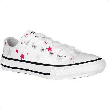 Imagem de Tênis Infantil Converse All Star Original Cano Baixo Estrelas Branco E Prata-Feminino
