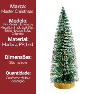Imagem de Pinheiro Iluminado Enfeite de Mesa Árvore Nevada LED Sequencial e Base