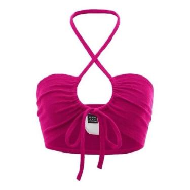 Imagem de Top Cropped Blusinha Blogueira Tendencia Canelado Qualidade Amarração 